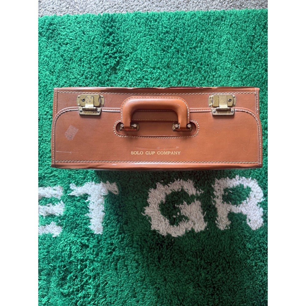 Vintage Solo Cup Company Salesman Sample Case Brown Faux Leather Briefcase